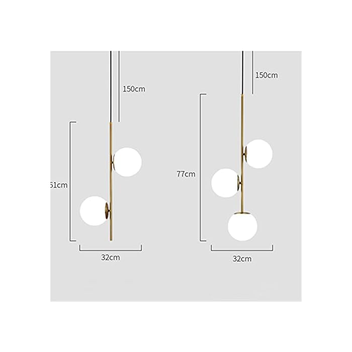 AHUJA INTERNATIONAL 3-Light Globe White Glass Pendant Light, White Glass Ball & Brass Gold Matel Hanging Lamp Chandelier Ceiling Light (3-Light)