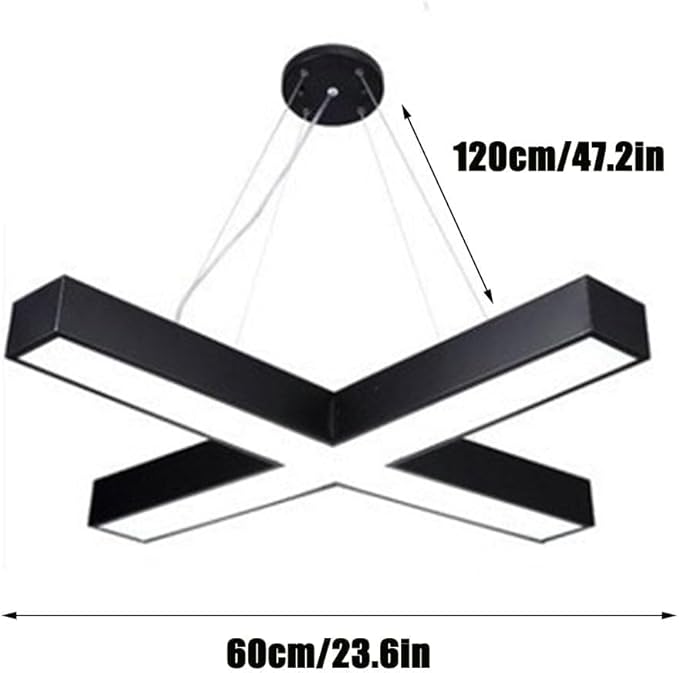 AHUJA INTERNATIONAL Cross shape Linear Profile Light LED Chandelier Ceiling Light Fixture for Gym, Store, Bar, Office, Café -Black Body 600 MM 40 Watts ,Cross shape X Shape