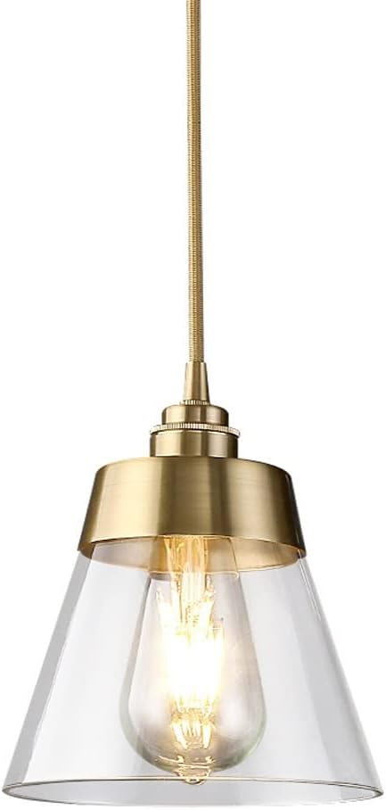 AHUJA INTERNATIONAL Nordic Luxury Pendent Light Copper Metal Hanging Lighting 59.1inch Height Adjustable Droplight Fixture for Hallway Dining Room Kitchen Entryway Closet