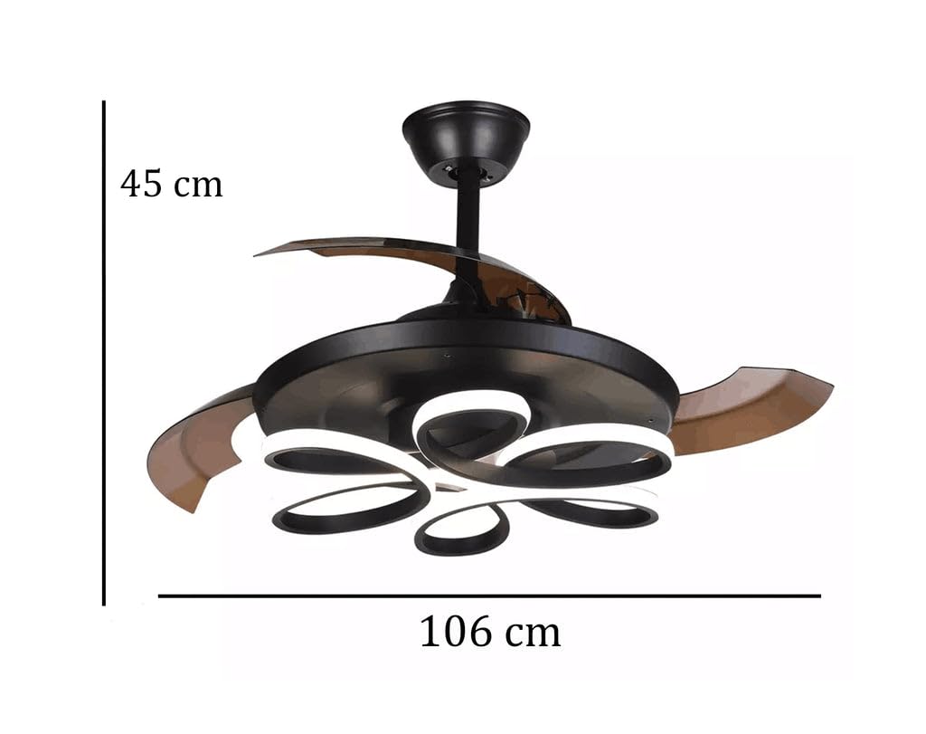 Ahuja International Black Metal & Fiber LED Fans ,Retractable Blade Fan with Remote control and Light (42inch)