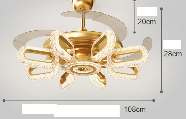Ahuja International Designer Fan, Fandeilier, 8 Light Oval Crystal Ceiling Fan Chandelier Crystal and Remote Controled for Living Room Drawing Room - Warm White