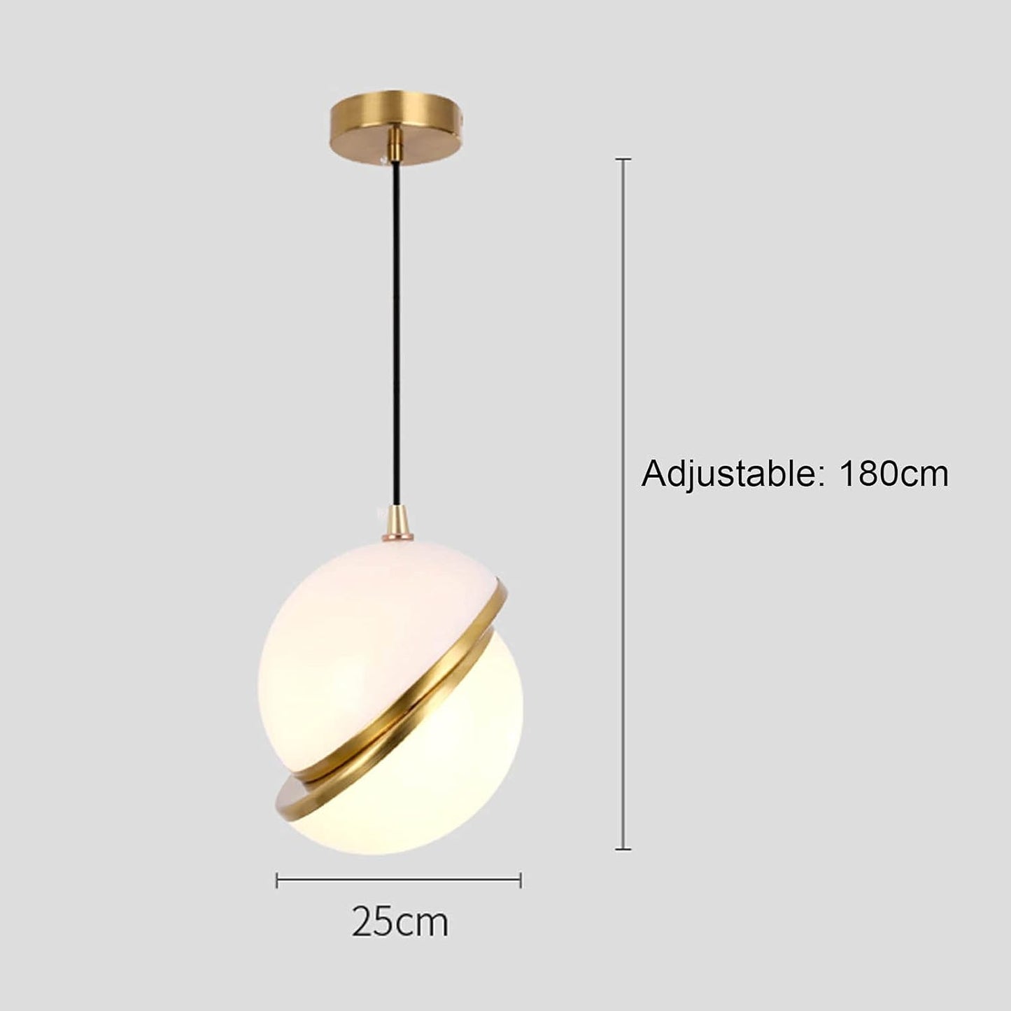 AHUJA INTERNATIONAL Pendant Light Fixtures,Ball Glass Lamp Shade Nordic Style Chandelier,Round Gold Brushed Metal Iron Ceiling Hanging Light with Adjustable Wire
