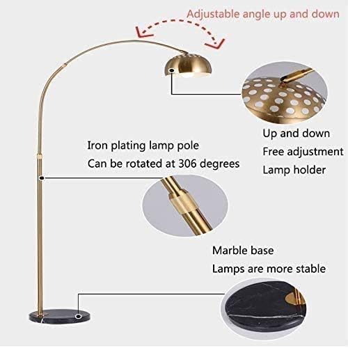 Gold Arc Floor Lamp with Black marble base, Modern Living Room Reading Lamp, Used for Office Metal Main Body, Adjustable Arch Floor Lamp, Marble Bottom