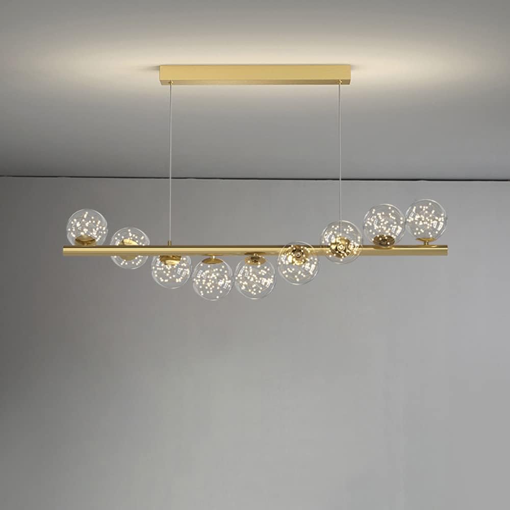 Ahuja international 9-Light Linear Dining Room Island Pendant with Postmodern Metallic Finish and Glass Ball Shades - White Product details