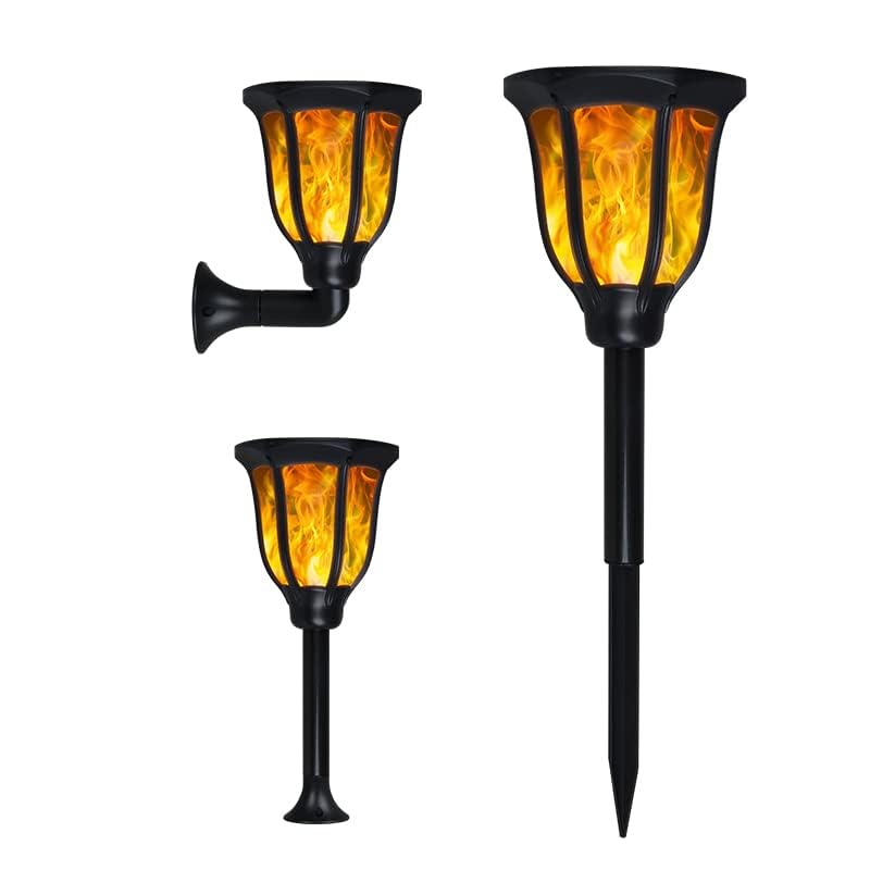 Ahuja International Solar Lights Outdoor Waterproof Dancing Fire Mashaal Flame Light, Wall Mount 3 Option to Install Landscape Lighting Dusk to Dawn Auto On/Off Security Torches