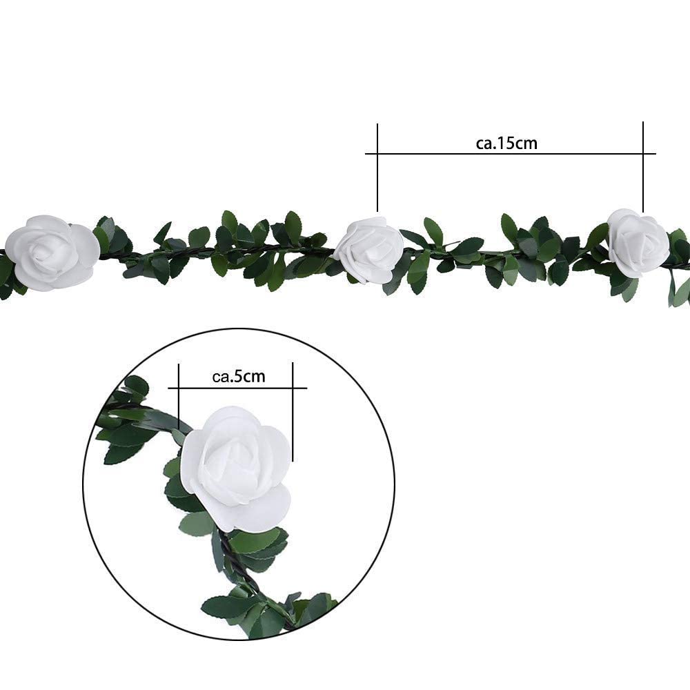 AHUJA INTERNATIONAL Solar 30 Ft String 10 Meter Rosegolden Ladi with Green Leaves, Flower Fairy, Decorative Lights for Wall, Room, Window, Weddings, Birthday Party, Festival Decor Ladi Light