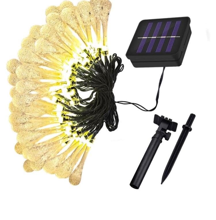 AHUJA INTERNATIONAL Solar Ladi Water Droplet Swing Spike Garden String Lights 20 LED 4 M Fairy Lights for Indoor Christmas Bedroom Decorations LED Holiday Lighting Wall Hanging Diwali Light