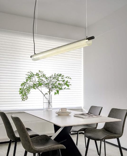 Ahuja International Sleek Acrylic Tube Linear Light LED Hanging Pendant Light- 3 in 1 Colors (Warm White, Cool White, Natural White)- Black 1200 MM