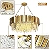 AHUJA INTERNATIONAL LED Chandeliers, LED Postmodern Round Golden Stainless Steel Crystal Chandelier Lighting Lustre Suspension Luminaire Lampen Compatible with Dinning Room,Ceiling Chandelier