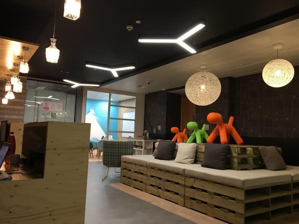 AHUJA INTERNATIONAL Black Body LED Customised 2 Feet Office Y Shape Linear Pendant Light, 40W, 6000K (White)