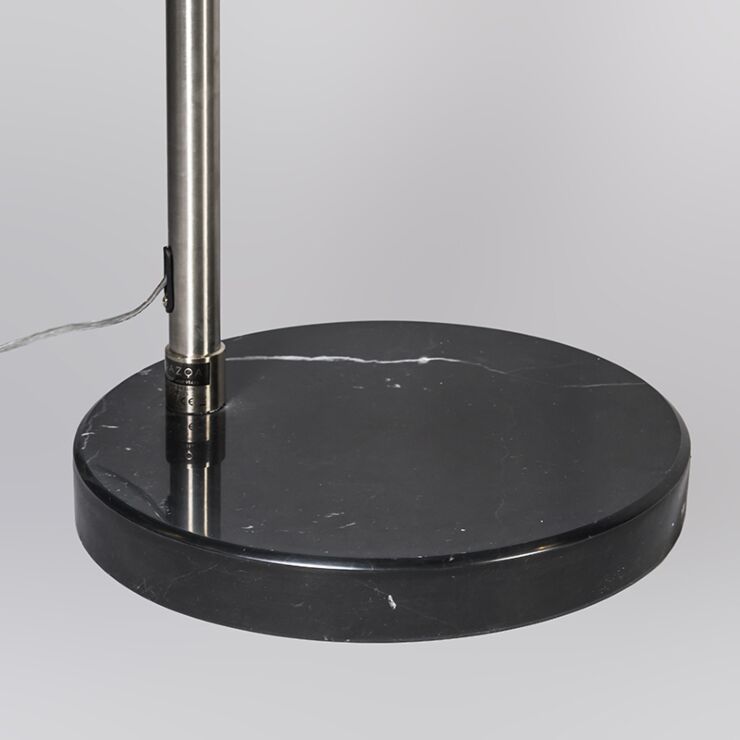 Silver Arc Floor Lamp with Black marble base, Modern Living Room Reading Lamp, Used for Office Metal Main Body, Adjustable Arch Floor Lamp, Marble Bottom
