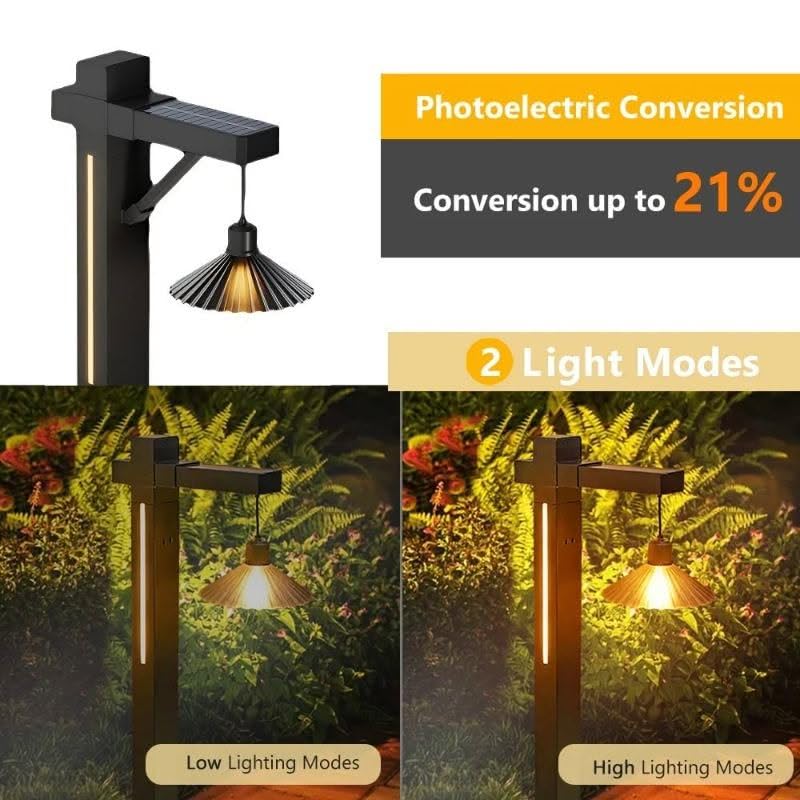 AHUJA INTERNATIONAL Solar Bollard Crown Solar Light Vintage Solar Pathway Lights Waterproof Lantern Inspired Design Black Garden Light
