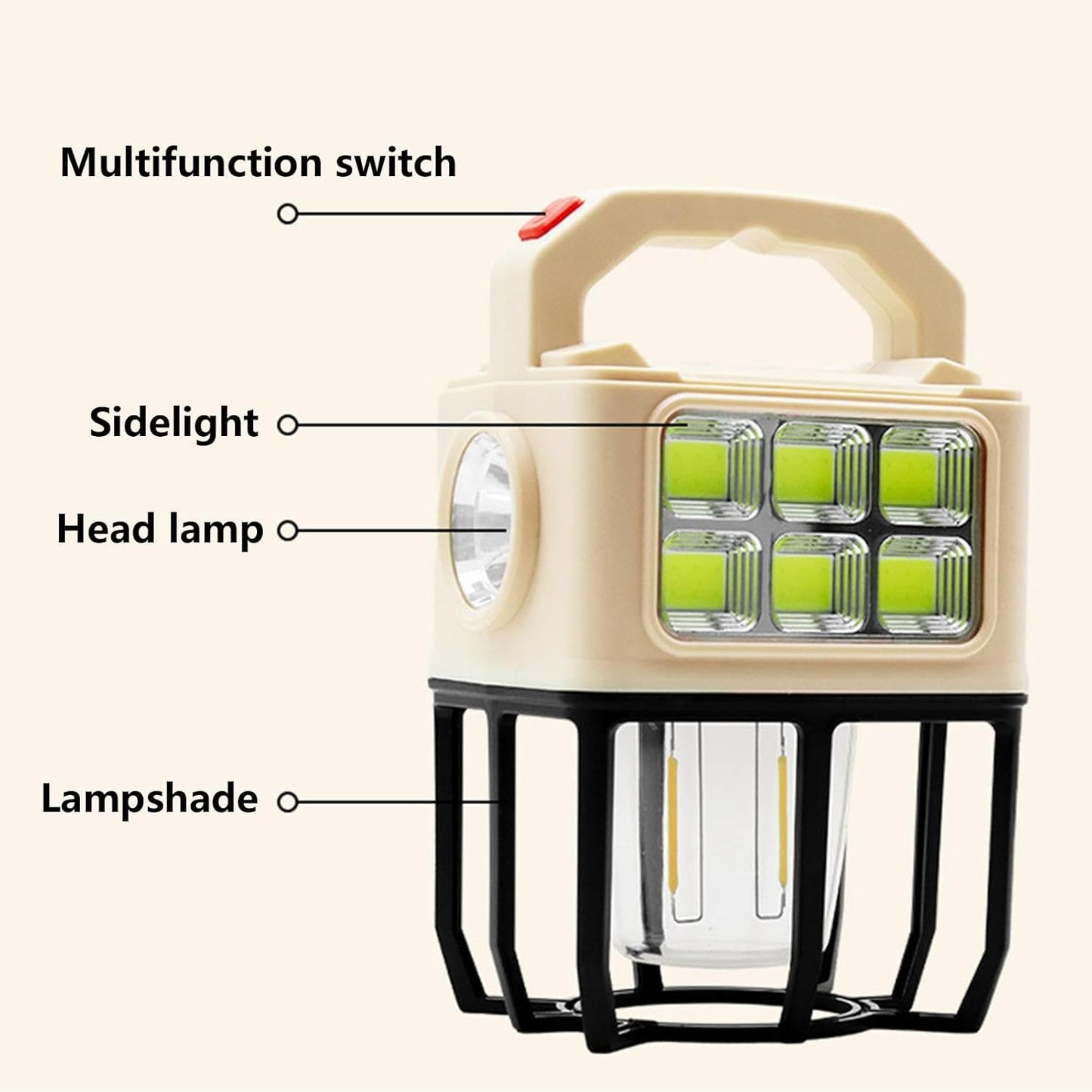 Ahuja International Outdoor Camp Lamp,Rechargeable Solar Lanterns - Portable 3 Light Modes Led Light for Tents, Camping Lamp for Indoor, Outdoor, Hiking, Home