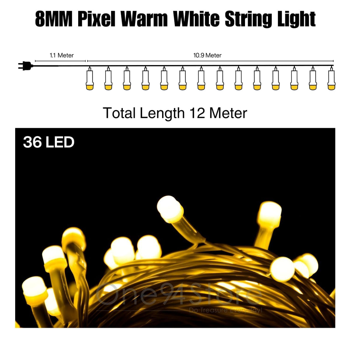 AHUJA INTERNATIONAL Diwali Decorative – Brighter Jhalar Ladi for Diwali, Parties, Weddings & Events 8MM HD Pixel Ladi Light Bule 11Mtr Pack of 1
