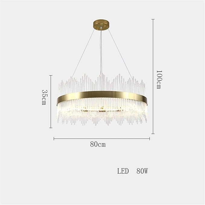 AHUJA INTERNATIONAL Raindrop Luxury Crystal Round LED Pendant Lamp Gold Chandelier Ceiling Light