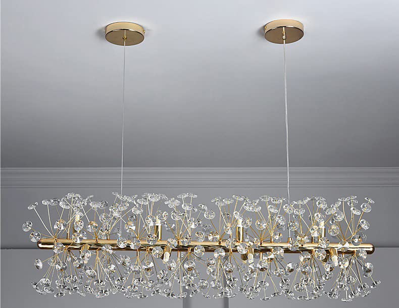 Ahuja International Crystal Design Glass Gold Modern LED Chandelier Light - Warm - 90x30cm