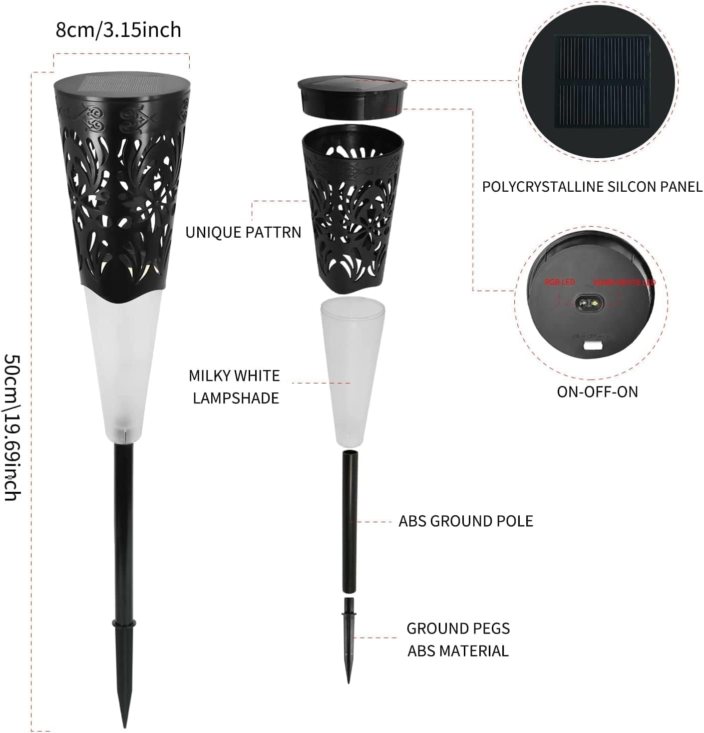 Ahuja Internationl Solar Lights Outdoor,Waterproof, LED Solar Powered Outdoor Lights Solar Garden Lights for Pathway,Garden, Patio,Driveway with IP65(Warm White, Pack of 2) (Decorative Reflection)