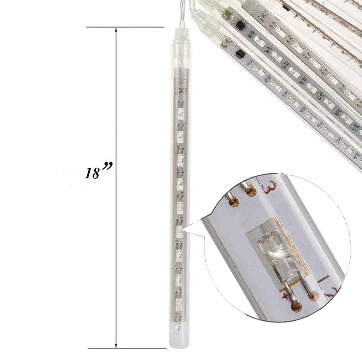 AHUJA INTERNATIONAL 18 /40 Inch Meteor Shower Rain Drop Lights 8 Tubes Falling Icicle Waterproof Outdoor & Hanging Decoration Lights for Christmas Diwali Garden Tree Party Warm White Pack of 1