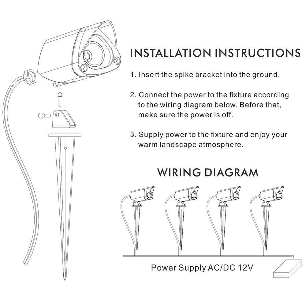 AHUJA INTERNATIONAL 12W Garden Spike Light with Spike Stand, Outdoor Waterproof Landscape Spotlight, Corded Electric Garden Light for Lawn, Pathway & Yard (2-Year Warranty) Warm White) Pack of 1)