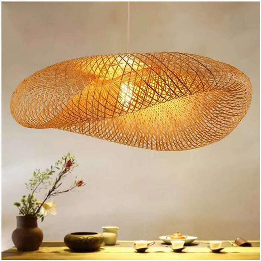 AHUJA INTERNATIONAL Bamboo Pendant Lights Weaving Bamboo Lamp, Rattan Lamp Shade Pendant Lamp Shade Hanging Lamp Shades Ceiling Light Decor Bamboo Woven Ceiling Lights