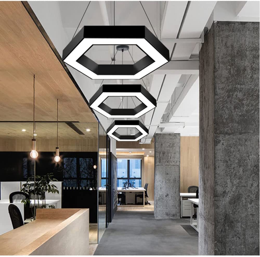 Hexagon Shape Linear Profile light, Home Decoration Hanging, Pendant Light, Items for Home Decor Offices, Restaurants, Bar, Gym, Counter (600 MM DIA)
