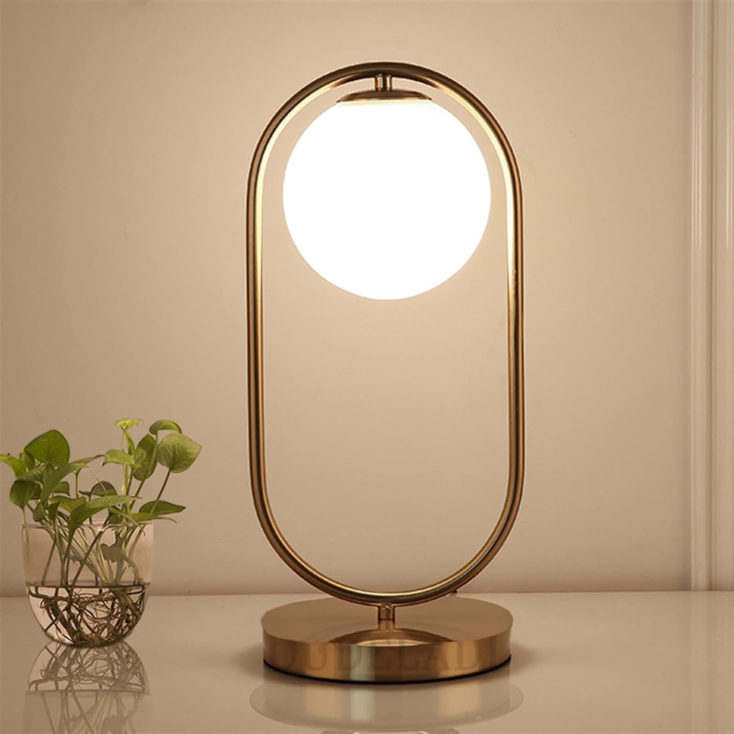 AHUJA INTERNTIONAL Table lamp Art Deco Golden Body Table Lamp Metal Base Plate Modern Minimalist Frosted Glass Led Desk Lamp for Study/Bed Room