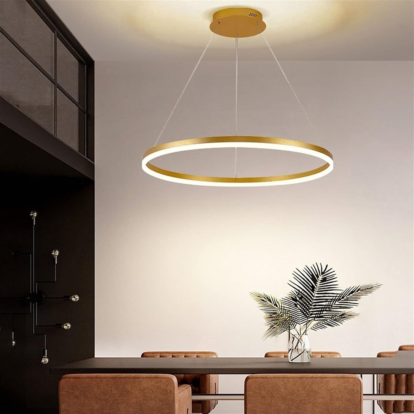 AHUJA INTERNATIONAL Metallic LED Chandelier 400MM Ring Light (24" & 32" ) in Tri Color in both Gold And Copper Shades. r, in both Gold and Copper shades - Warm White