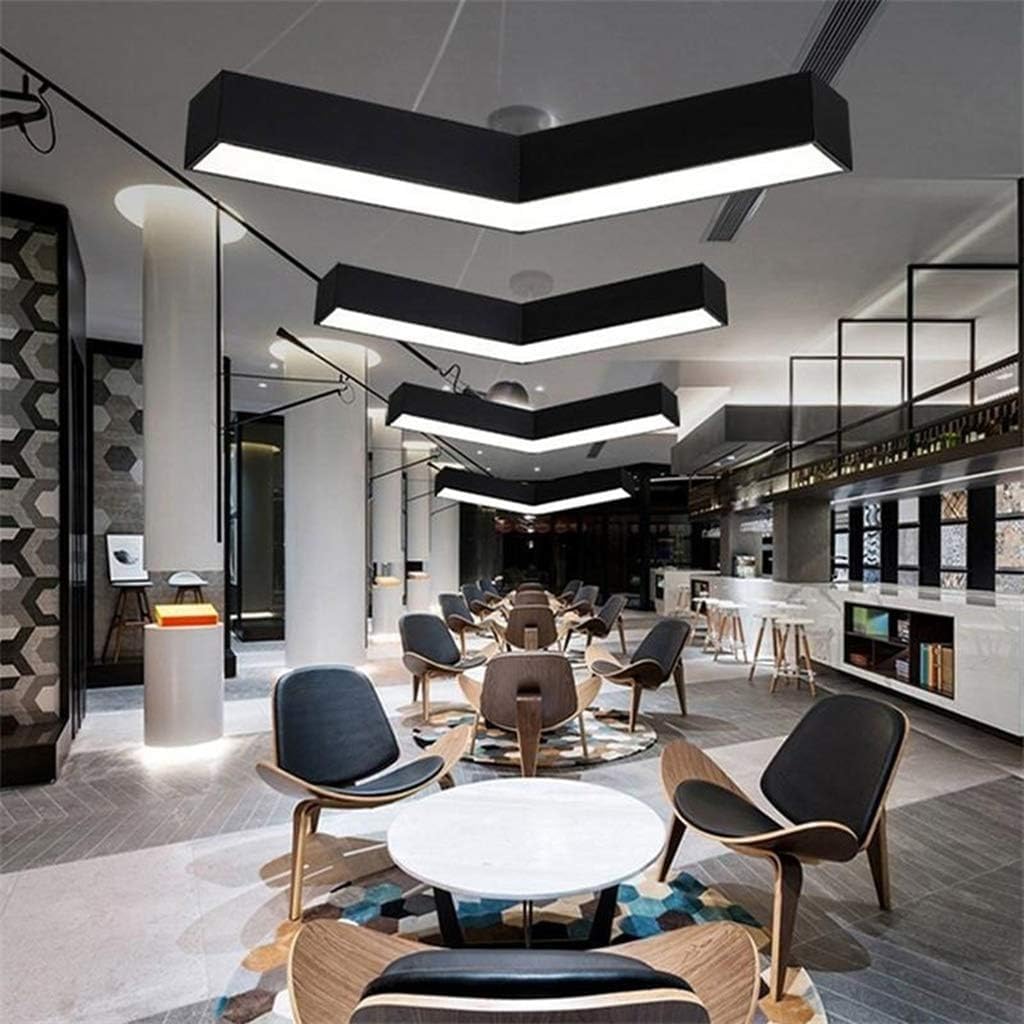 AHUJA INTERNATIONAL Arrow shape, V Shape Hanging Profile Light LED Chandelier Ceiling Light Fixture for Gym, Store, Bar, Office, Café -Black Body 600 MM 40 Watts (V Shape)