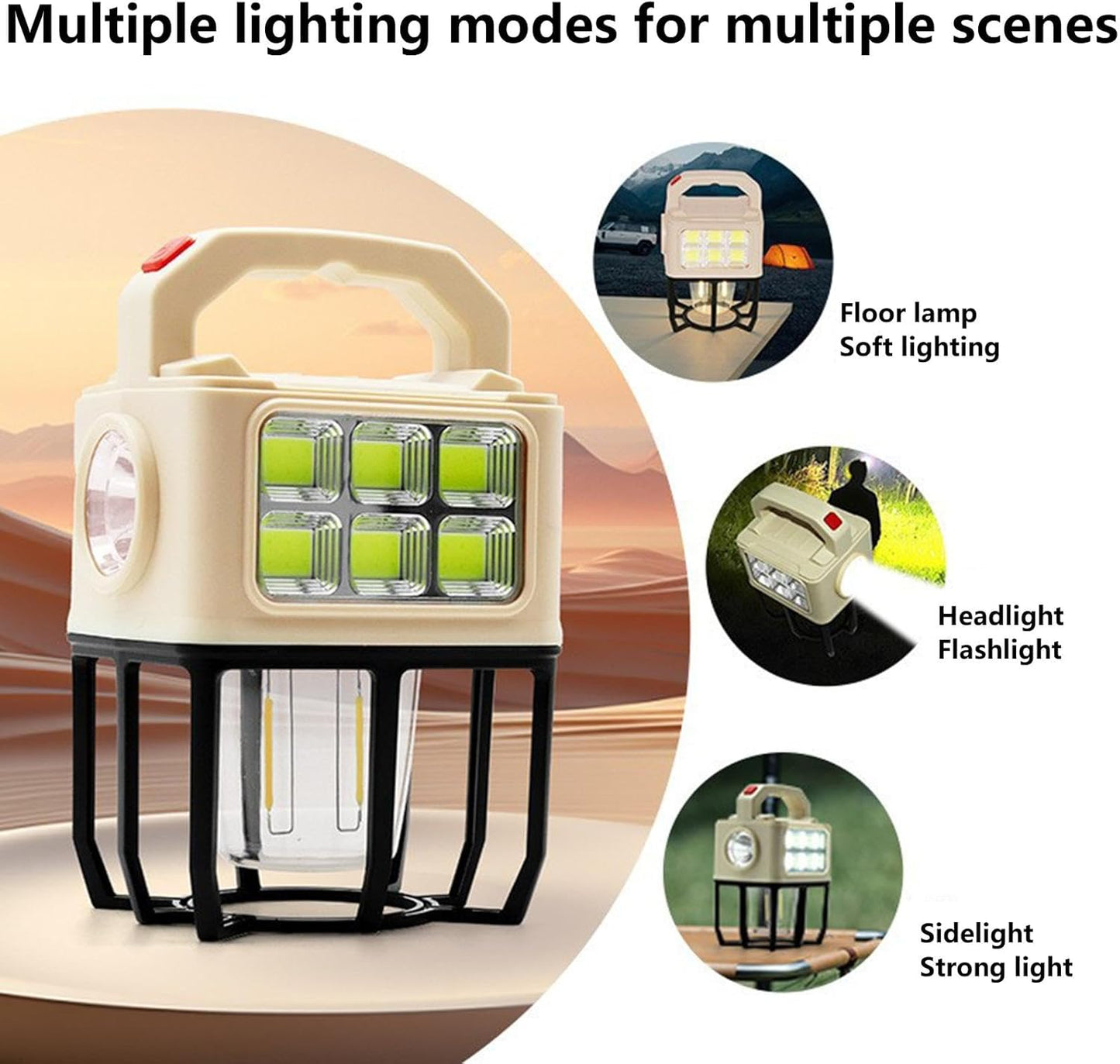 Ahuja International Outdoor Camp Lamp,Rechargeable Solar Lanterns - Portable 3 Light Modes Led Light for Tents, Camping Lamp for Indoor, Outdoor, Hiking, Home