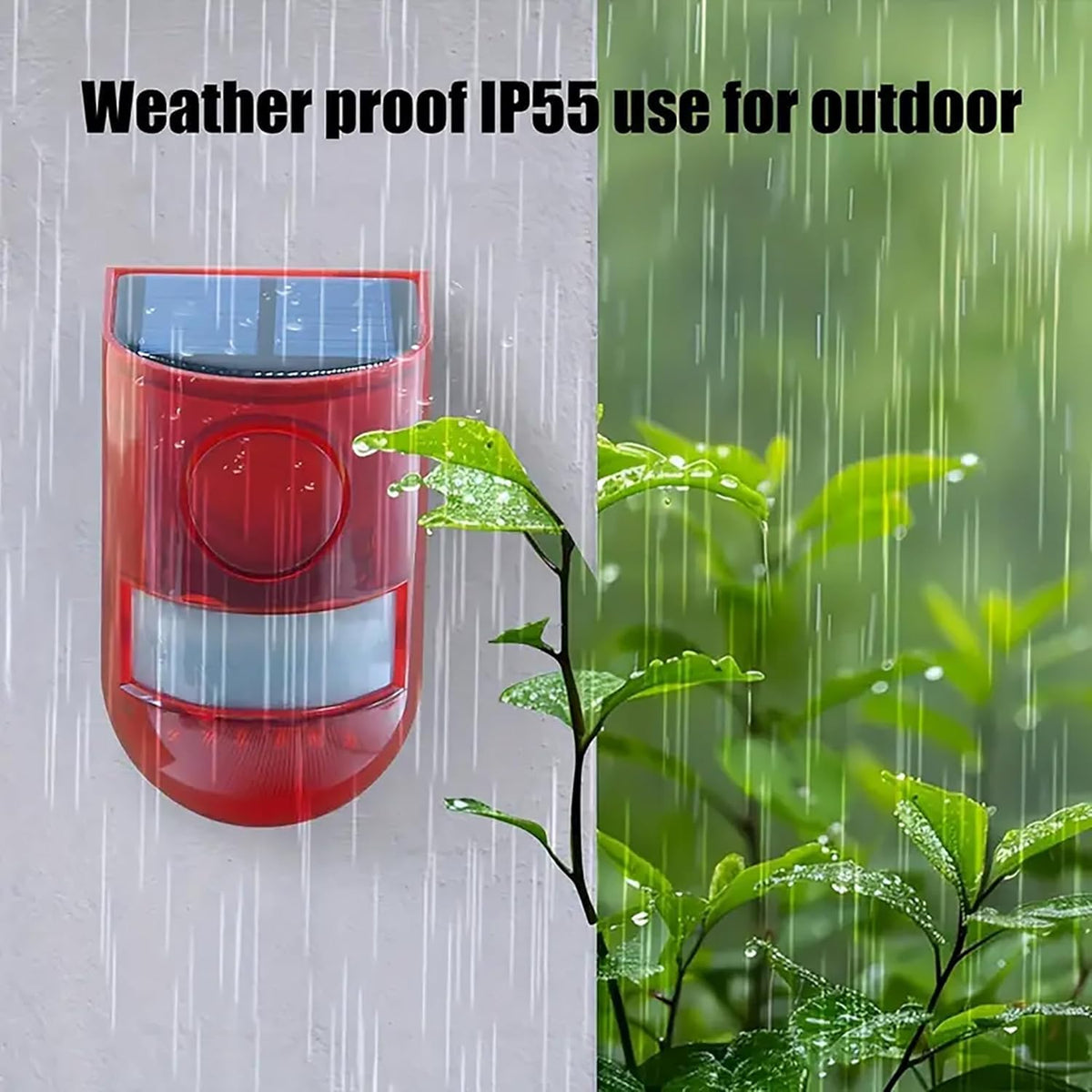 Ahuja International Solar Motion Sensor Loud Security Alarm Siren with Strobe Light, 129dB 4 Modes, IP65 Outdoor Detector, Flashing Red Warning Light for Home, Farm, Warehouse, Garden Pack of 1