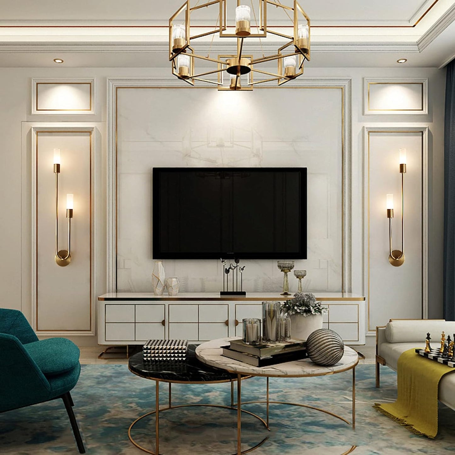 Ahuja International Lightweight Luxury Brass Bedside Lamp for Living Room, Bedroom and Hallway. Deciorative Wall Light, Modern Crystal Wall Lights.