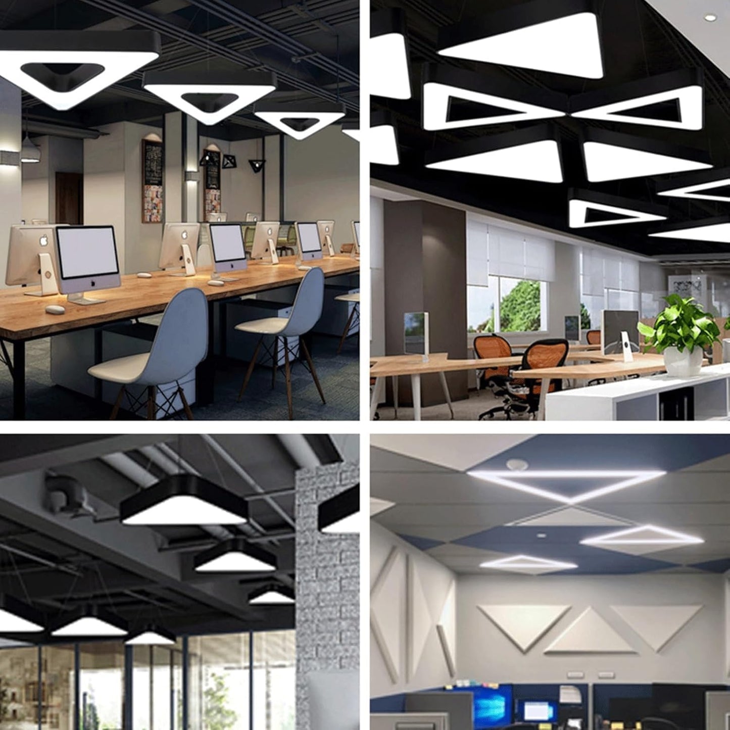 AHUJA INTERNATIONAL Triangle Shape Hanging Profile Light LED Chandelier Ceiling Light Fixture for Gym, Store, Bar, Office, Café -Black Body 600 MM 45 W (Triangle 600 MM)