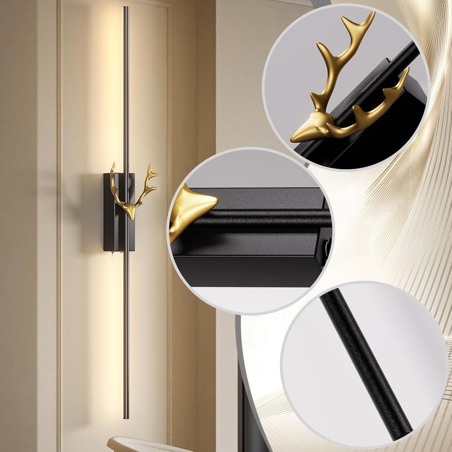 AHUJA INTERNATIONAL Modern Stylish Luxurious Antler Sleek Long Tube Wall Light 12W Light Fixture Form Vanity,Mirror Picture, Bedside Wall Light 600 MM , Warm White, Cool White, Natural White