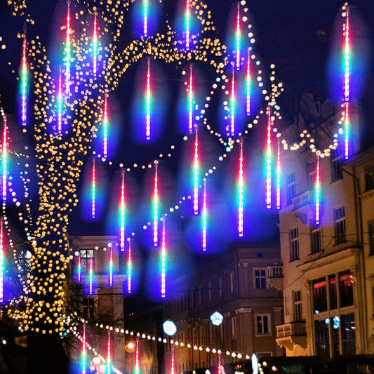 AHUJA INTERNATIONAL Rain Drop Lights, LED Meteor Shower Lights8 Tubes,Falling Lights for Diwali,Christmas Decoration, Home,Tree Light Outdoor (Warm White/RGB)(18 inch/40 inch (40 INCH RGB)