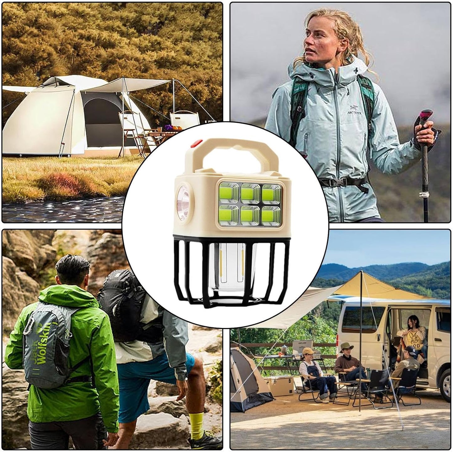Ahuja International Outdoor Camp Lamp,Rechargeable Solar Lanterns - Portable 3 Light Modes Led Light for Tents, Camping Lamp for Indoor, Outdoor, Hiking, Home