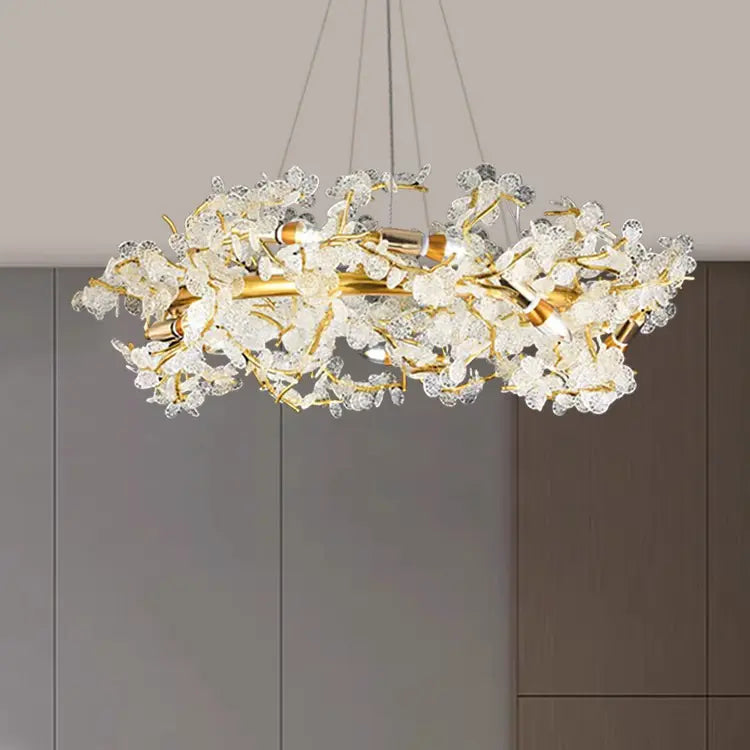 Ahuja International Led Luxury Modern Living Room Nordic Designer Aluminum Villa Crystal Brass Chandelier Lighting