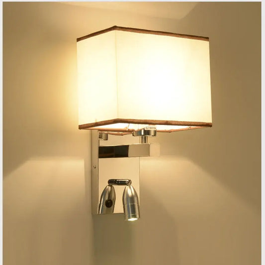 AHUJA INTERNATIONAL Hotel or Home bedroom bedside wall lamps with brass metal base.
