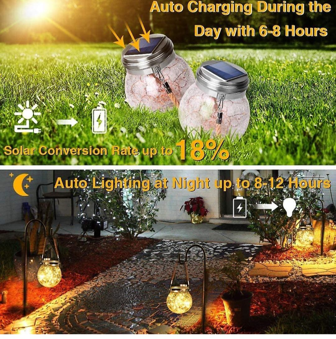 Ahuja International Solar Mason jar rechargeable auto on off