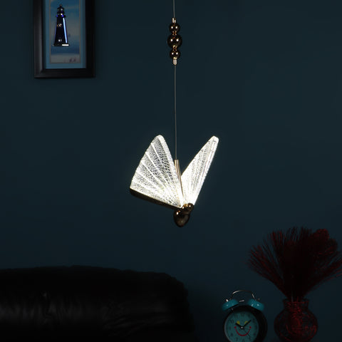 Ahuja International LED Gold Shaded Butterfly Bedside Hanging Pendant Ceiling Lamp- Warm White
