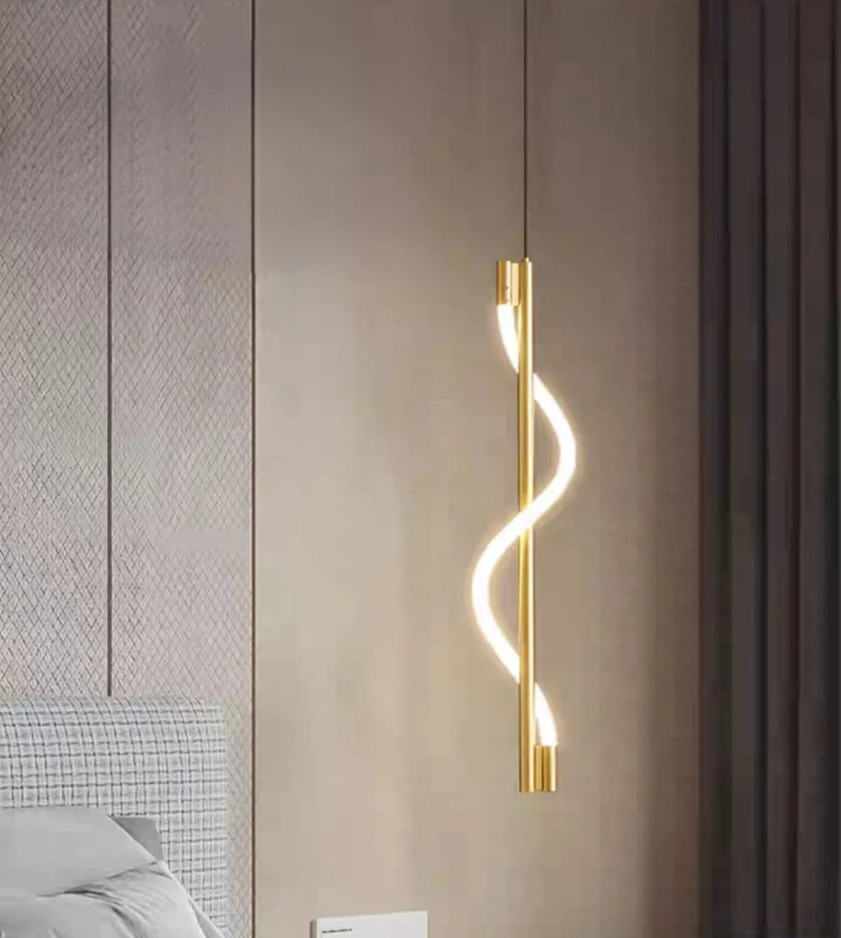 Ahuja International Modern LED Hanging Lamp Pendant Light Simple Spiral LED Island Light Fixture Living Room Bedroom Kitchen Sink Chandelier Light