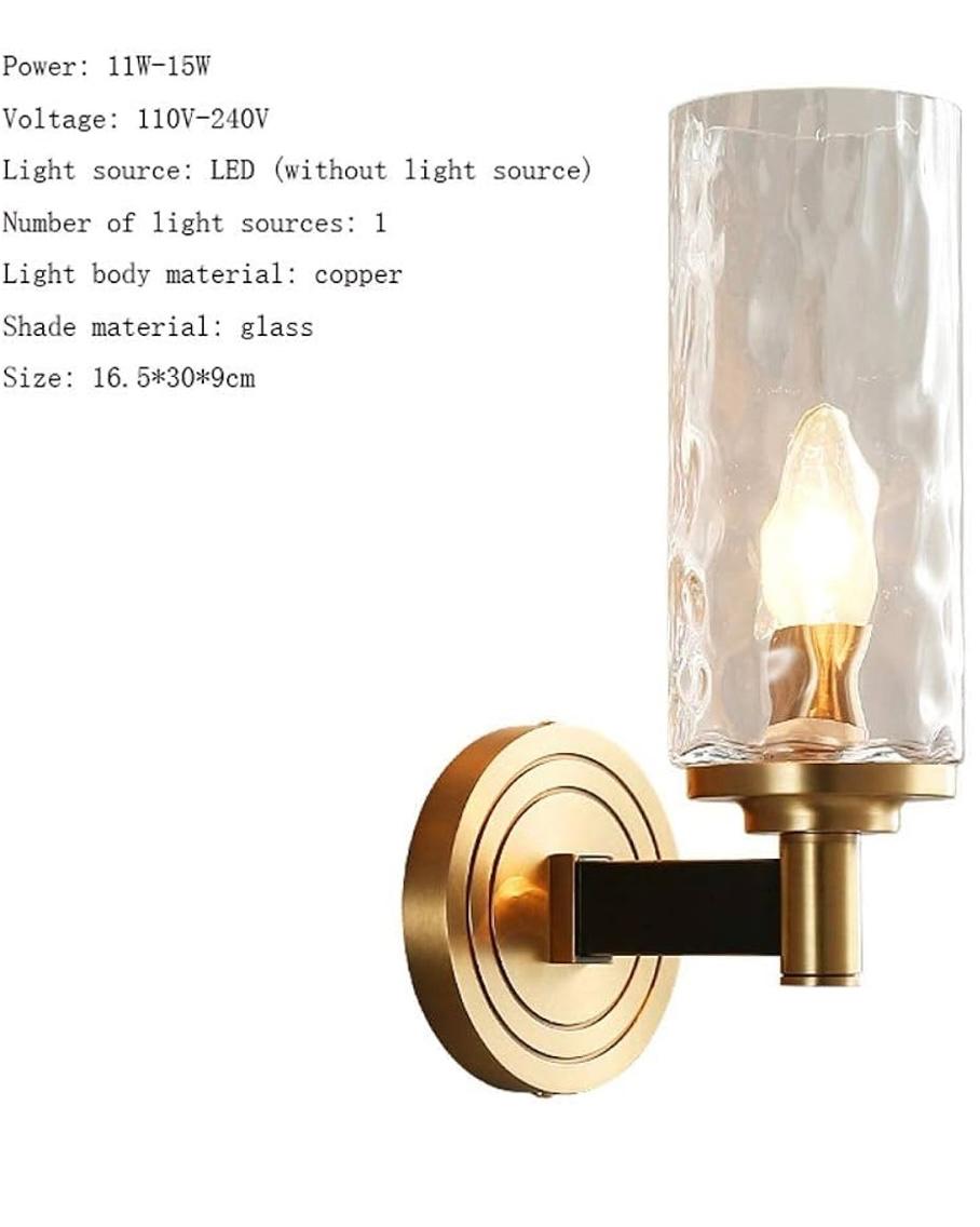 AHUJA INTERNTIONAL Creative Living Room TV Candlestick Wall Lamp Corridor Bedroom Bedside Pure Copper Lighting Fixture LED Wall Light