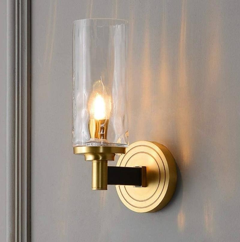 AHUJA INTERNTIONAL Creative Living Room TV Candlestick Wall Lamp Corridor Bedroom Bedside Pure Copper Lighting Fixture LED Wall Light
