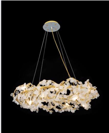 Ahuja International Led Luxury Modern Living Room Nordic Designer Aluminum Villa Crystal Brass Chandelier Lighting