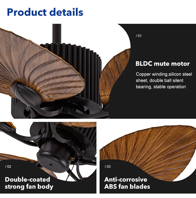 Ahuja International Tropical Leaf Ceiling Fan ,Designer Fan, Fandeilier ,52 Inch Ceiling Fan with Remote Control