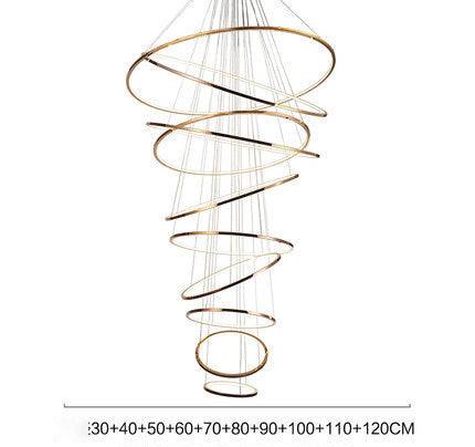 Ahuja International Modern Rings Gold Large Chandelier with Hanging Ceiling LED Light for Dinning Room, Living Room, Staircase Pendant Chandelier-11 Rings