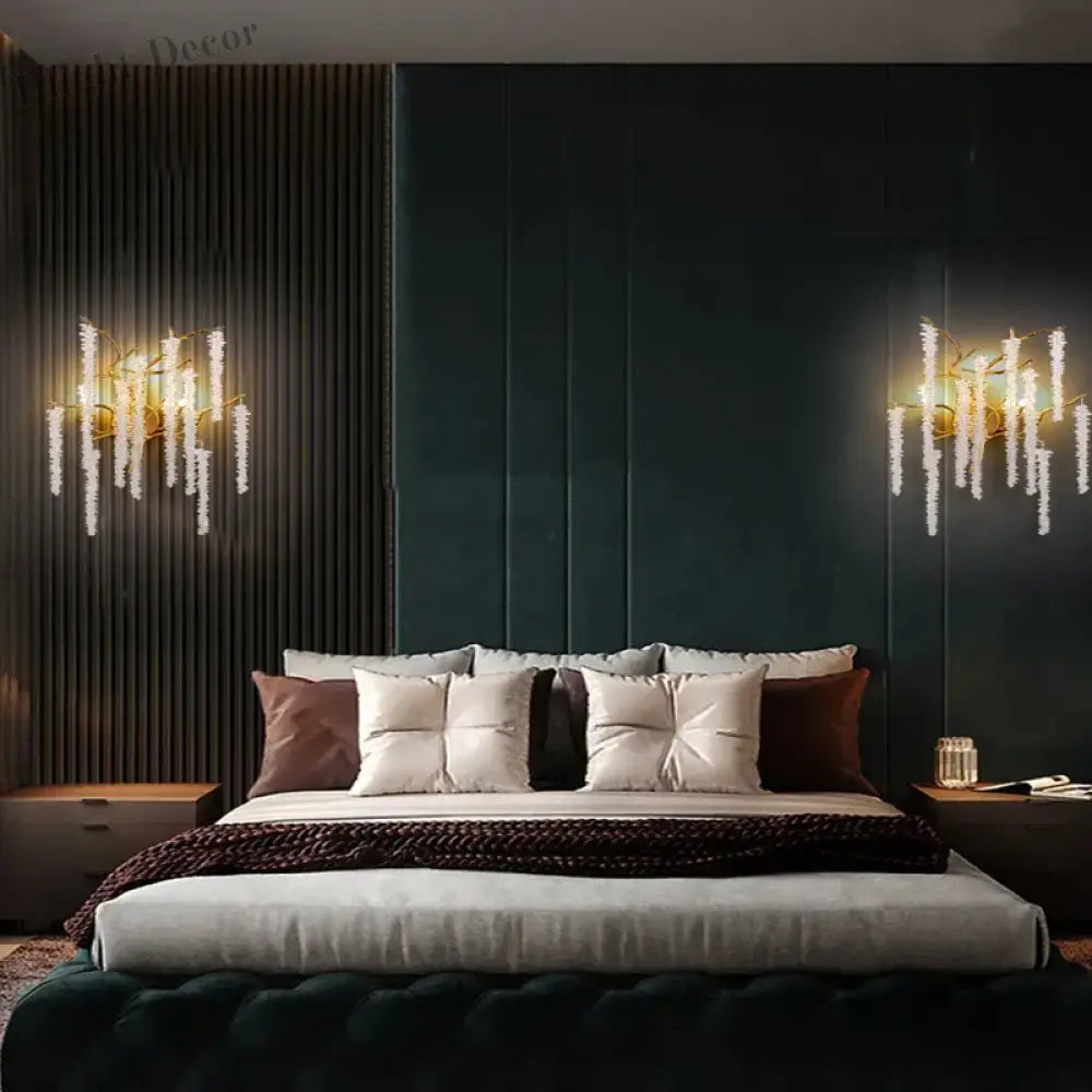 Ahuja International Style Modern Gold Luster Luxury Crystal Wall Scone Crystal Wall Lights - Luxury Decorative lamp