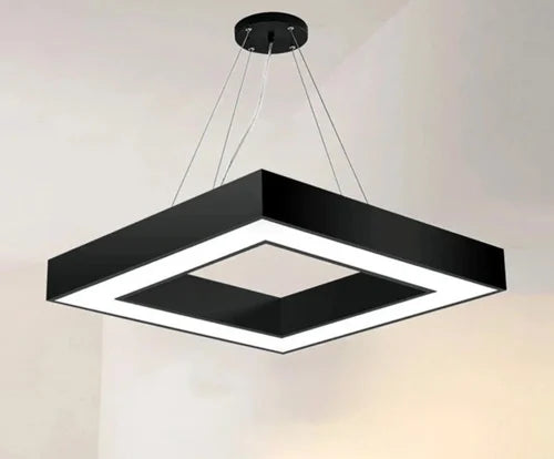 Square Shape Hanging linear profile light (600 mm Dia) for Office, Corporate, Home, Aluminium Pendant Fixture, Adjustable Hanging Wire,