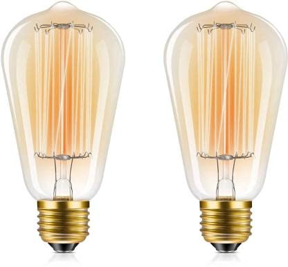 AHUJA INTERNATIONAL 40 W Standard E27 Incandescent Bulb Antique Vintage Light Bulbs, ST64 Dimmable 40W E27 Edison Bulbs Pack of 2