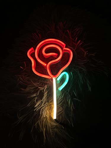 AHUJA INTERNATIONAL Rose LED NEON Sign Customized NEON Sign Perfect Valentine's Day Gift, Home Decor, Kids Room, Party, CAFÉ