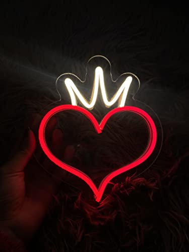 Ahuja International Heart with Crown Neon Sign for Home Decor, Gifting, Decoration Party